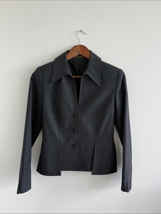 price roman Jackets & Blazers - Y2K Price Roman 100% Wool Tailored Dark Gray Women's Blazer Jacket